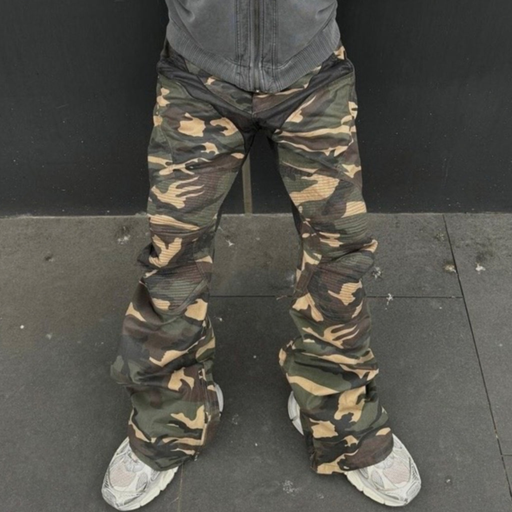 Zipper-Weitbein-Hose mit identischem Nahtdesign