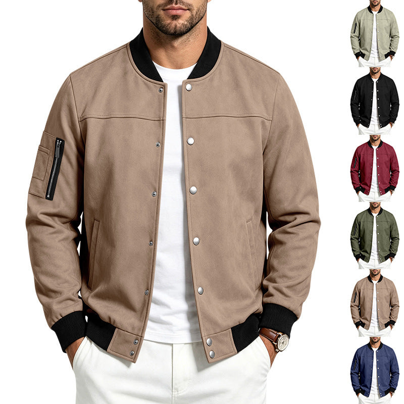 Herren Wildleder-Look Stehkragenjacke