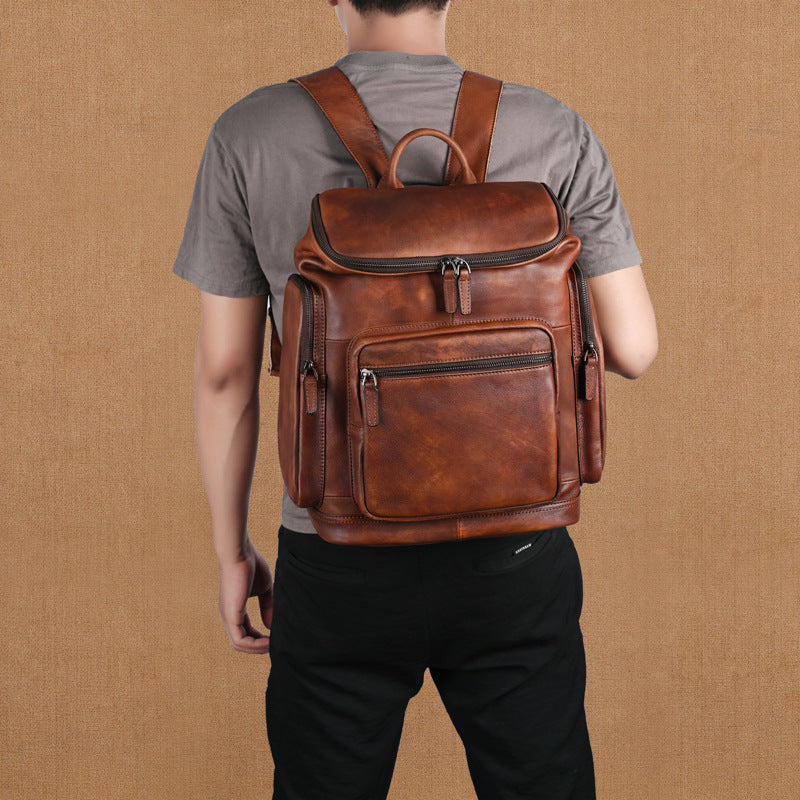 Retro Doppel-Schicht Rindsleder Rucksack – Bild 6 | LuxeStyle