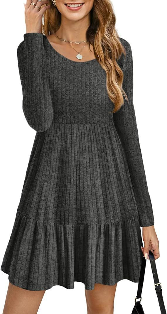 Gestricktes A-Linien-Kleid mit Streifen – Bild 11 | LuxeStyle