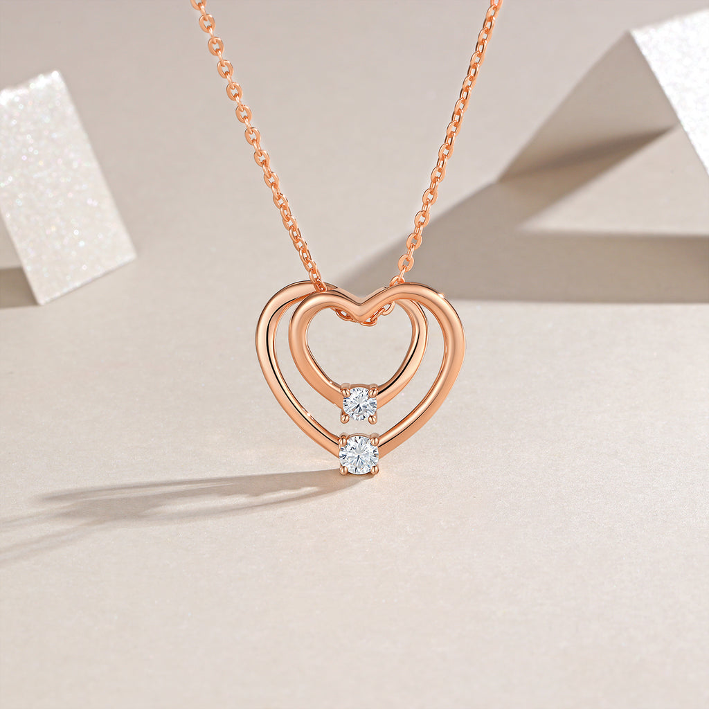Doppelherz-Halskette aus Sterling-Silber