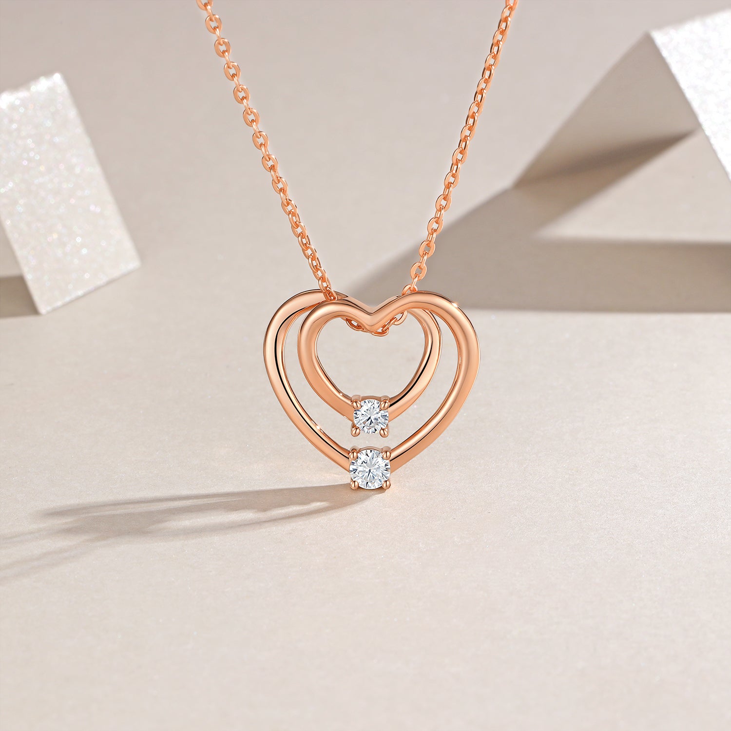 Doppelherz-Halskette aus Sterling-Silber
