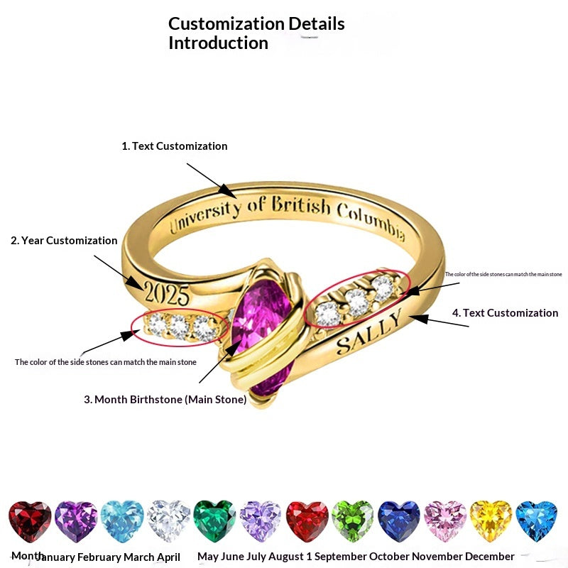 Personalisierter Damen Geburtssteinring – Bild 2 | LuxeStyle