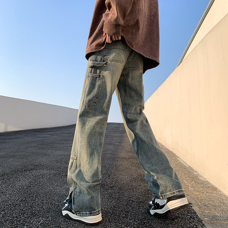 Herren Relaxed-Fit Bootcut Hose mit geradem Bein