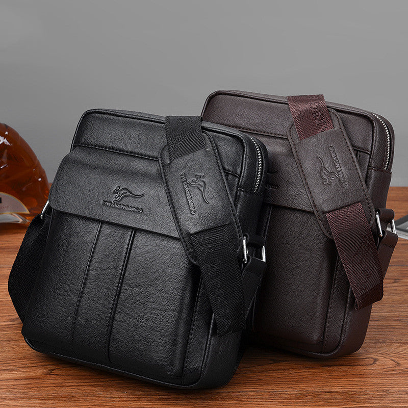Schultertasche Herren aus PU-Leder, schwarz – Bild 3 | LuxeStyle