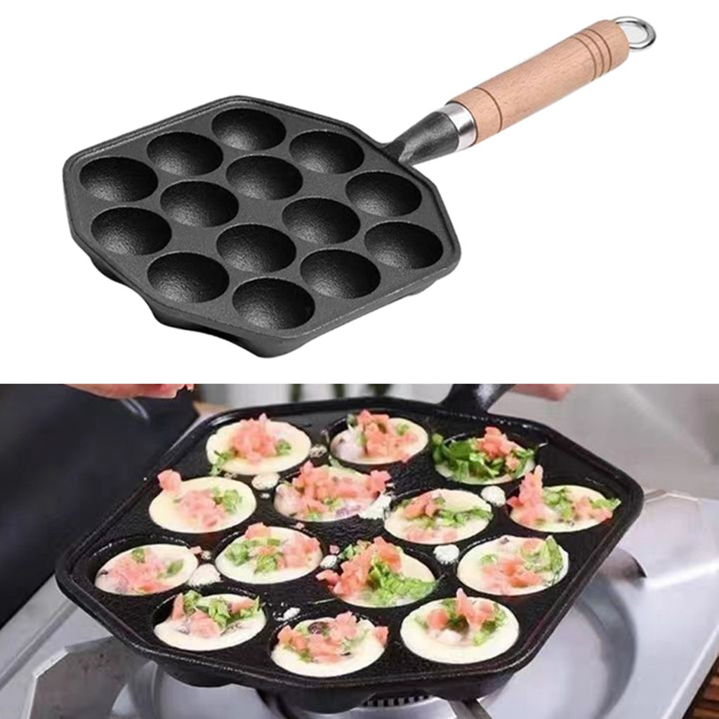 Takoyaki-Pfanne aus Gusseisen mit 14 Mulden