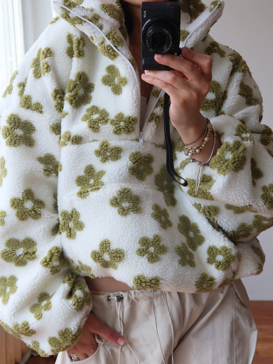 Fleece Flower Hoodie für Damen
