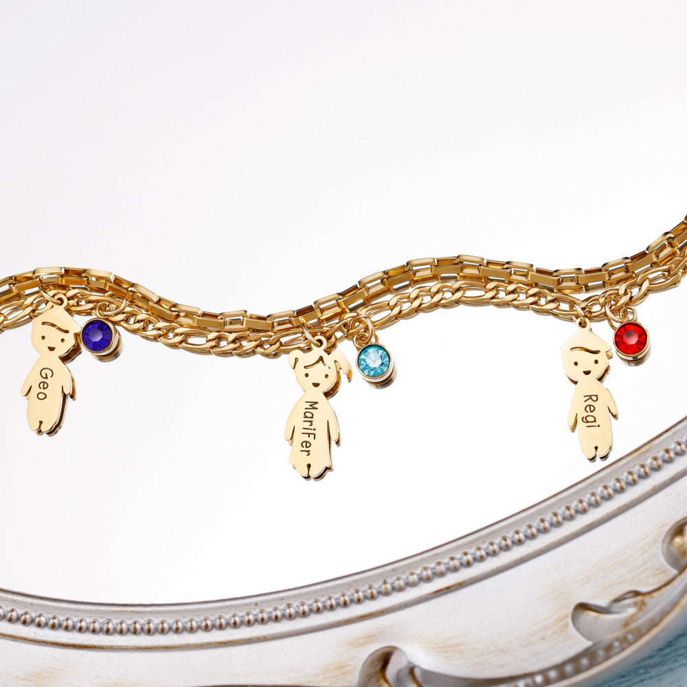 Graviertes Edelstahl-Armband, doppellagig
