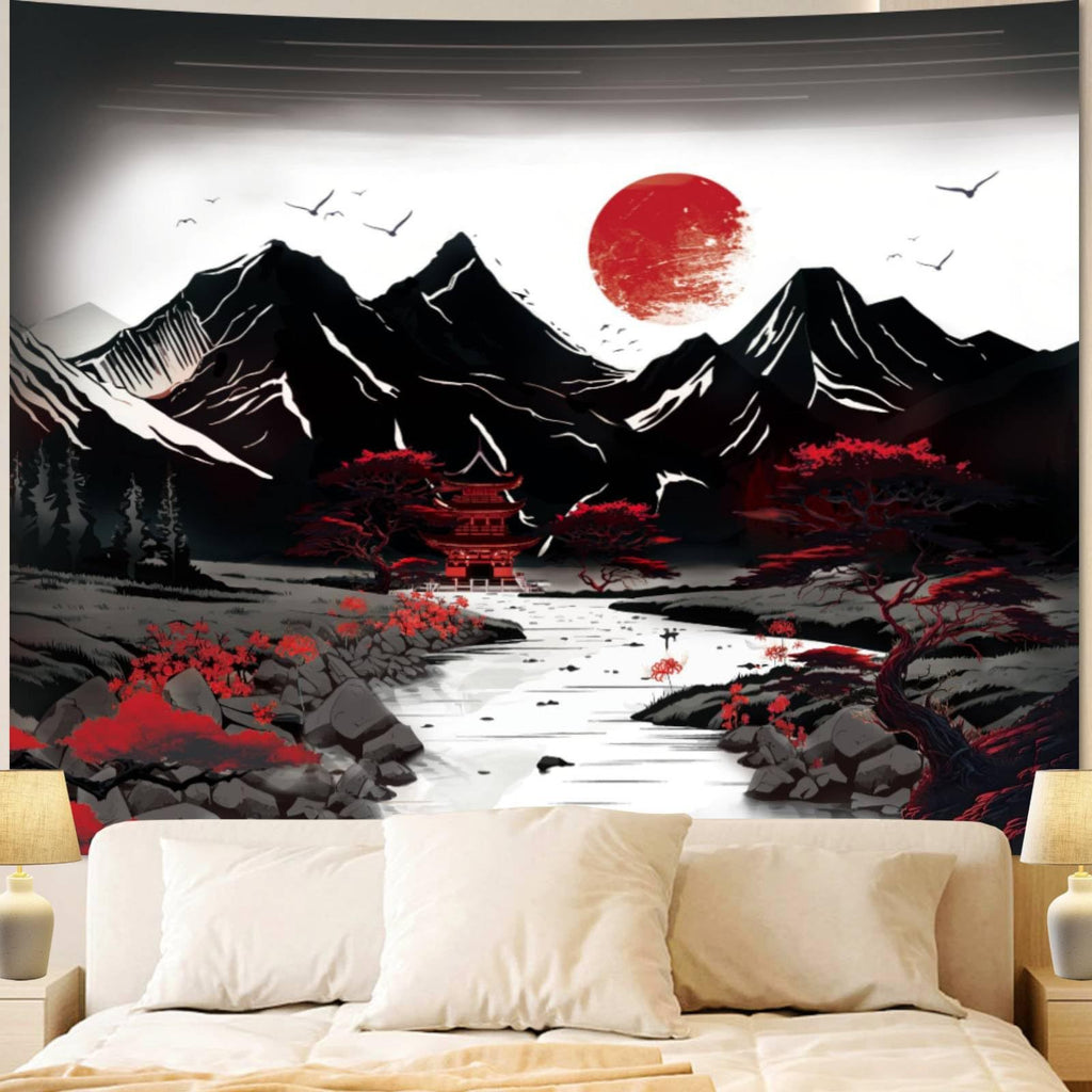 Wandbehang mit Bergnebel-Muster