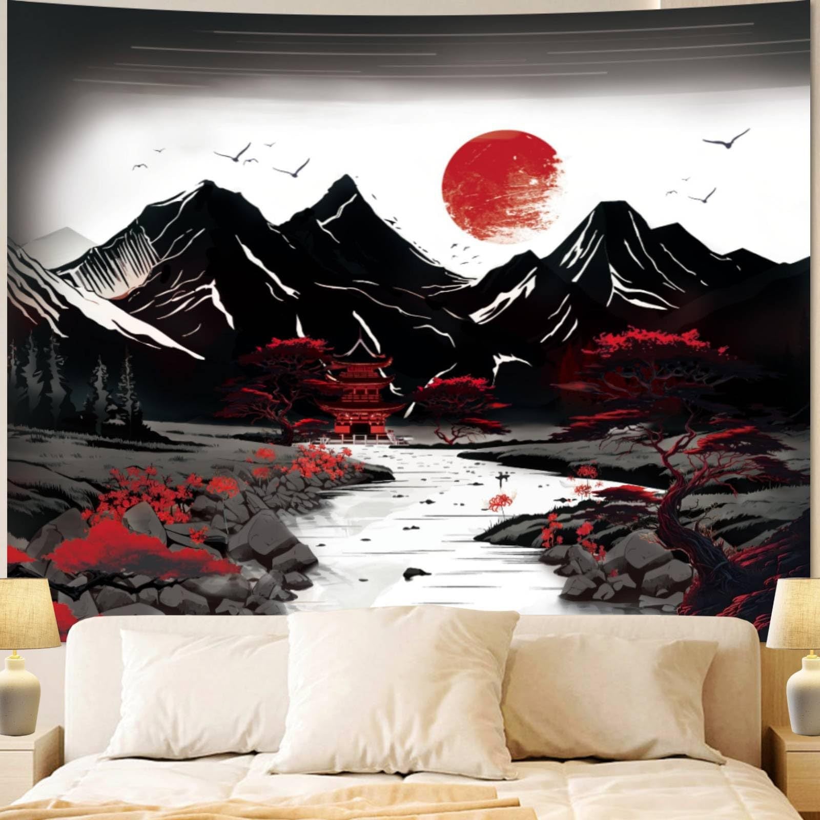 Wandbehang mit Bergnebel-Muster