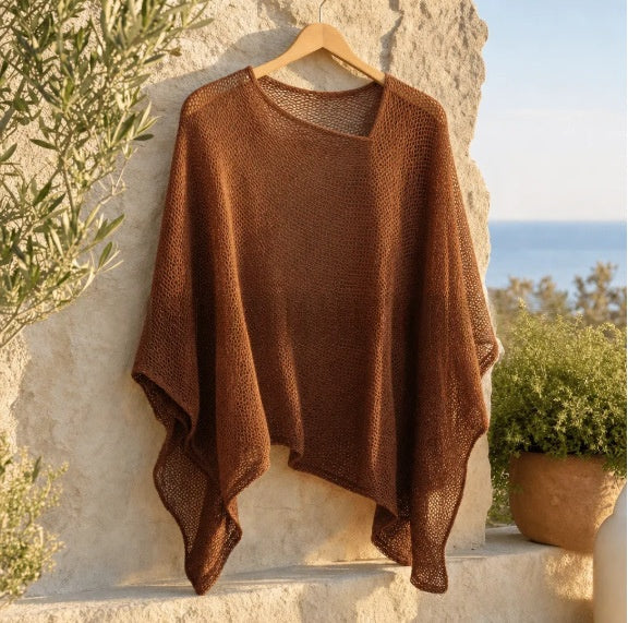 Strick-Cape «Aria» · Solid, Poncho-Optik