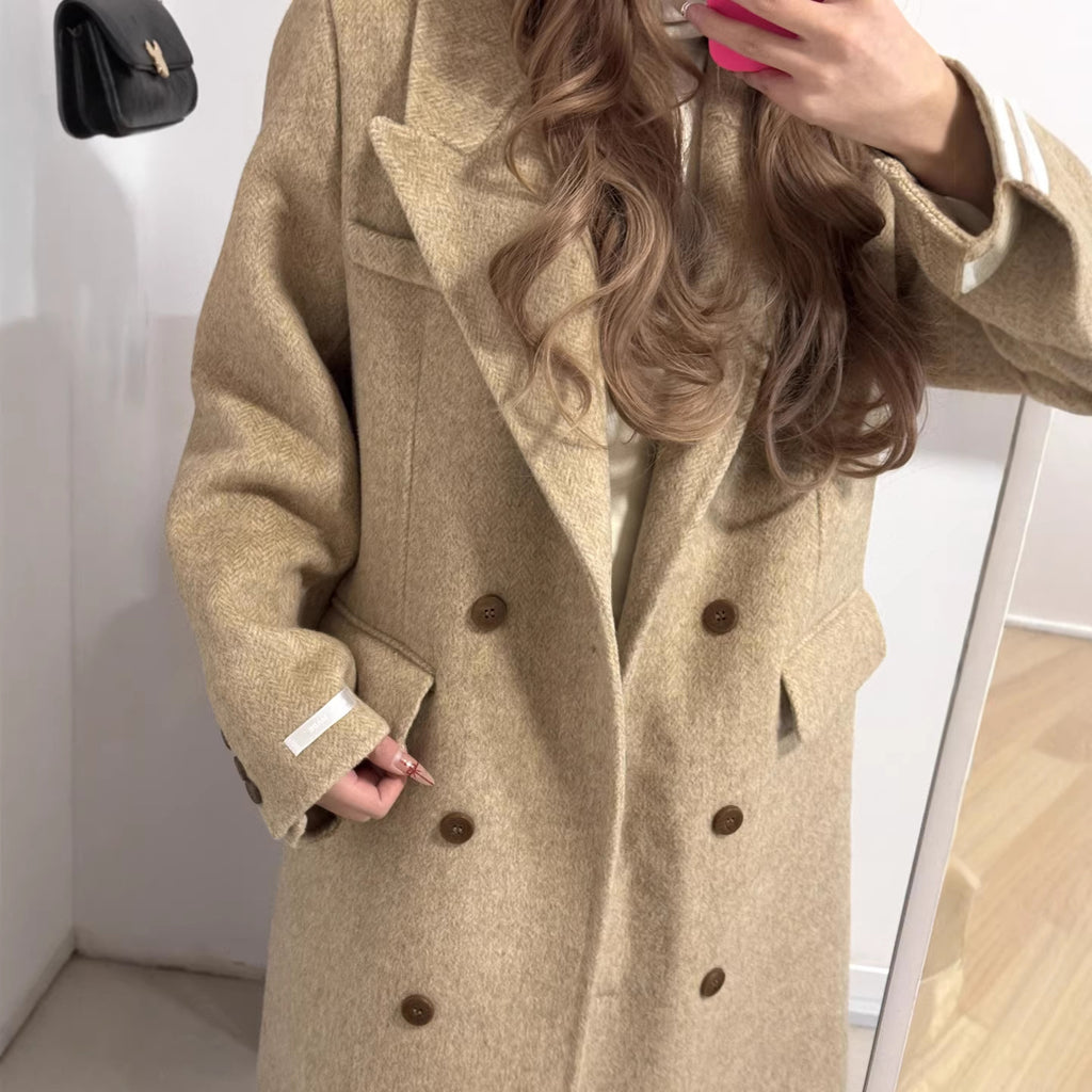 Eleganter Wollmantel im koreanischen Stil