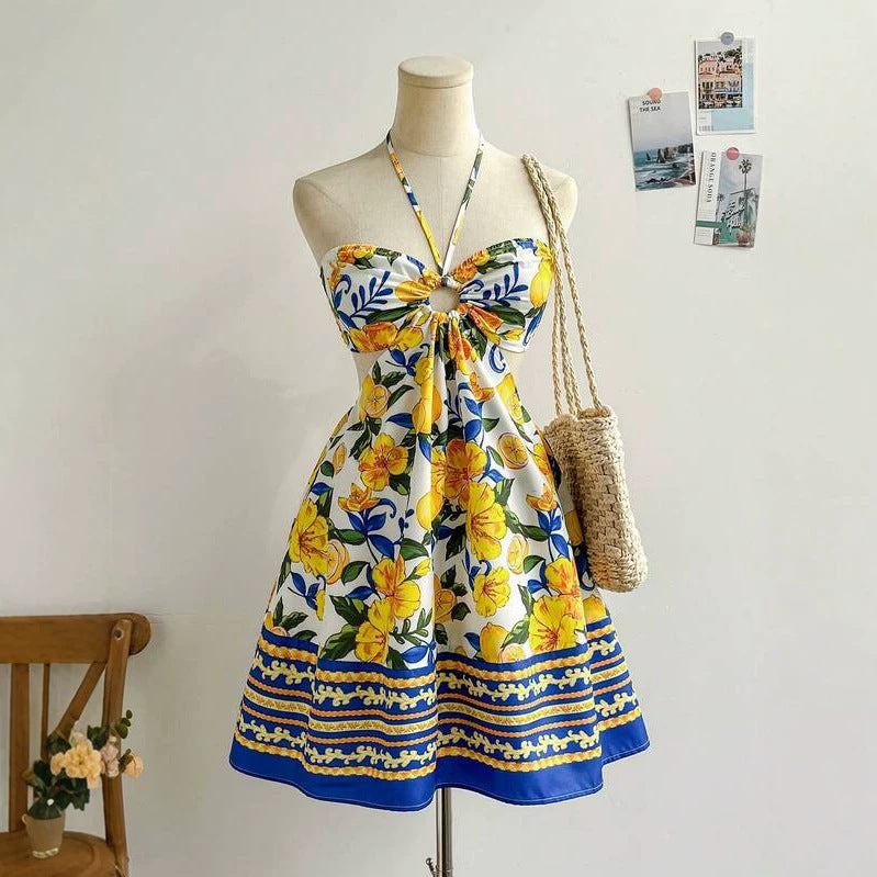 Bohemian Halterneck Tube Dress | LuxeStyle