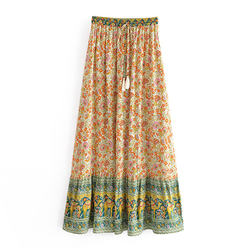 Boho A-Linien Jupe mit Blumenmuster