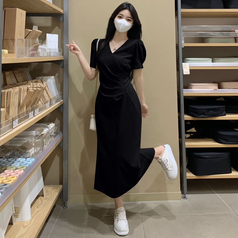 Plissiertes A-Linien Kleid mit Puffärmeln – Bild 5 | LuxeStyle
