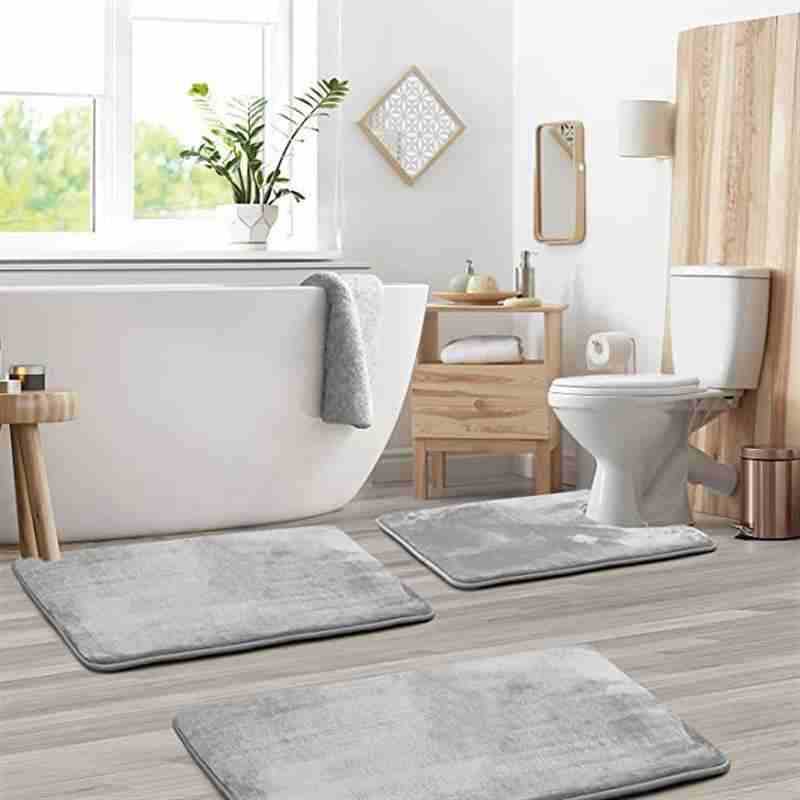 Rutschfestes Korallenfleece Badematten-Set