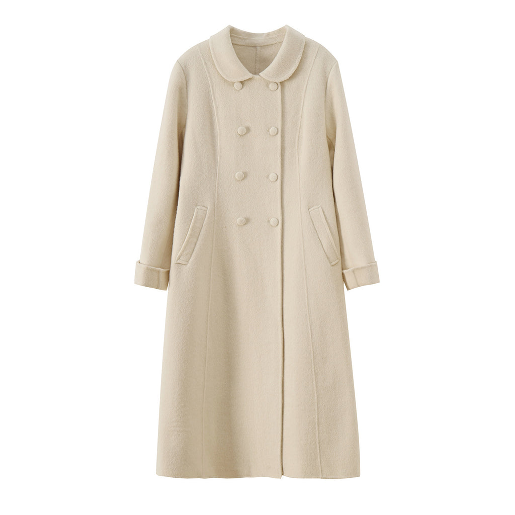 Eleganter extra-langer Wollmantel für Damen