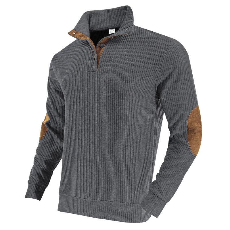 Jacquard Rippstrick Stehkragen Langarmshirt Herren – Bild 9 | LuxeStyle