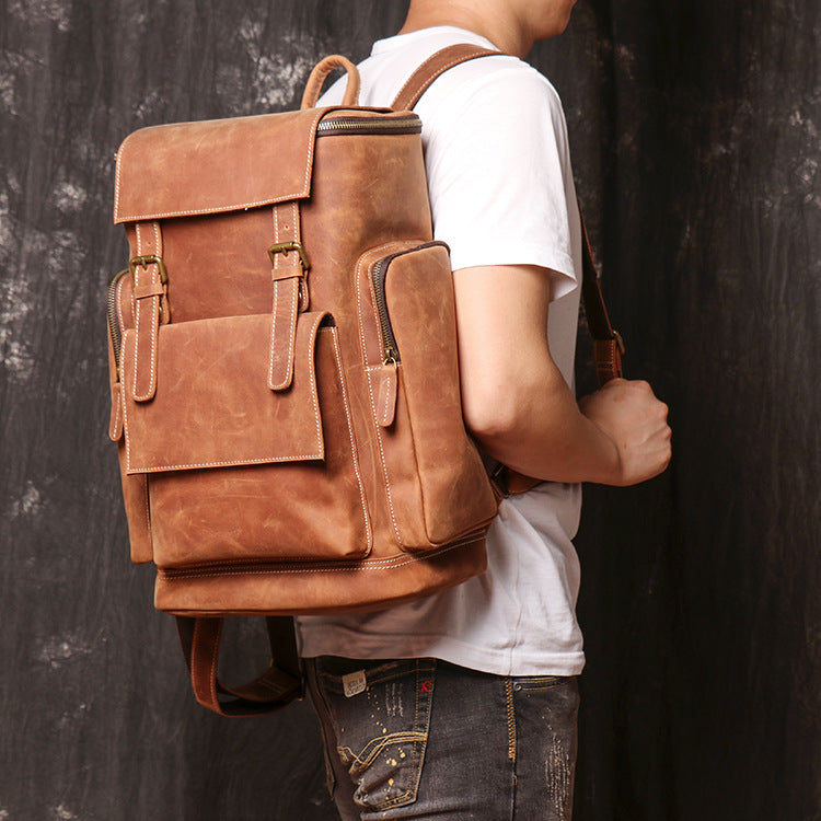 Leder-Laptop-Rucksack für Herren