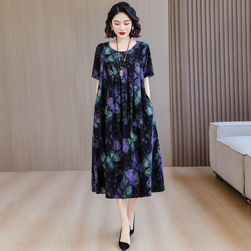 Elegantes Baumwollseidenkleid mit Taschen