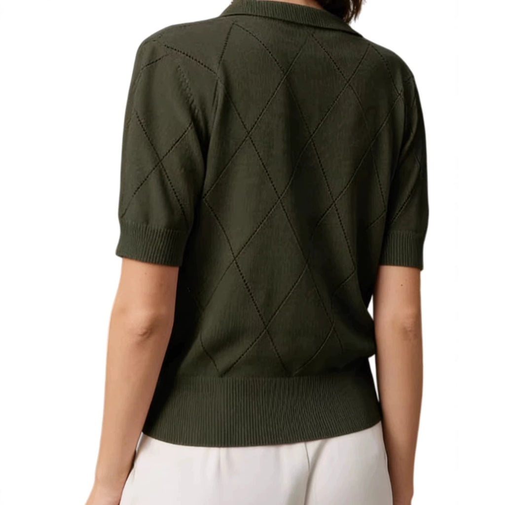 Taille-schmeichelndes Stricktop, Militärgrün, Slim Fit