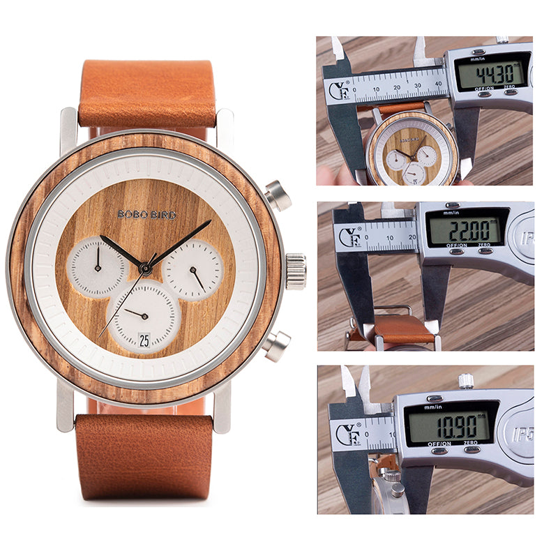 Holz-Chronograph mit Edelstahl | LuxeStyle