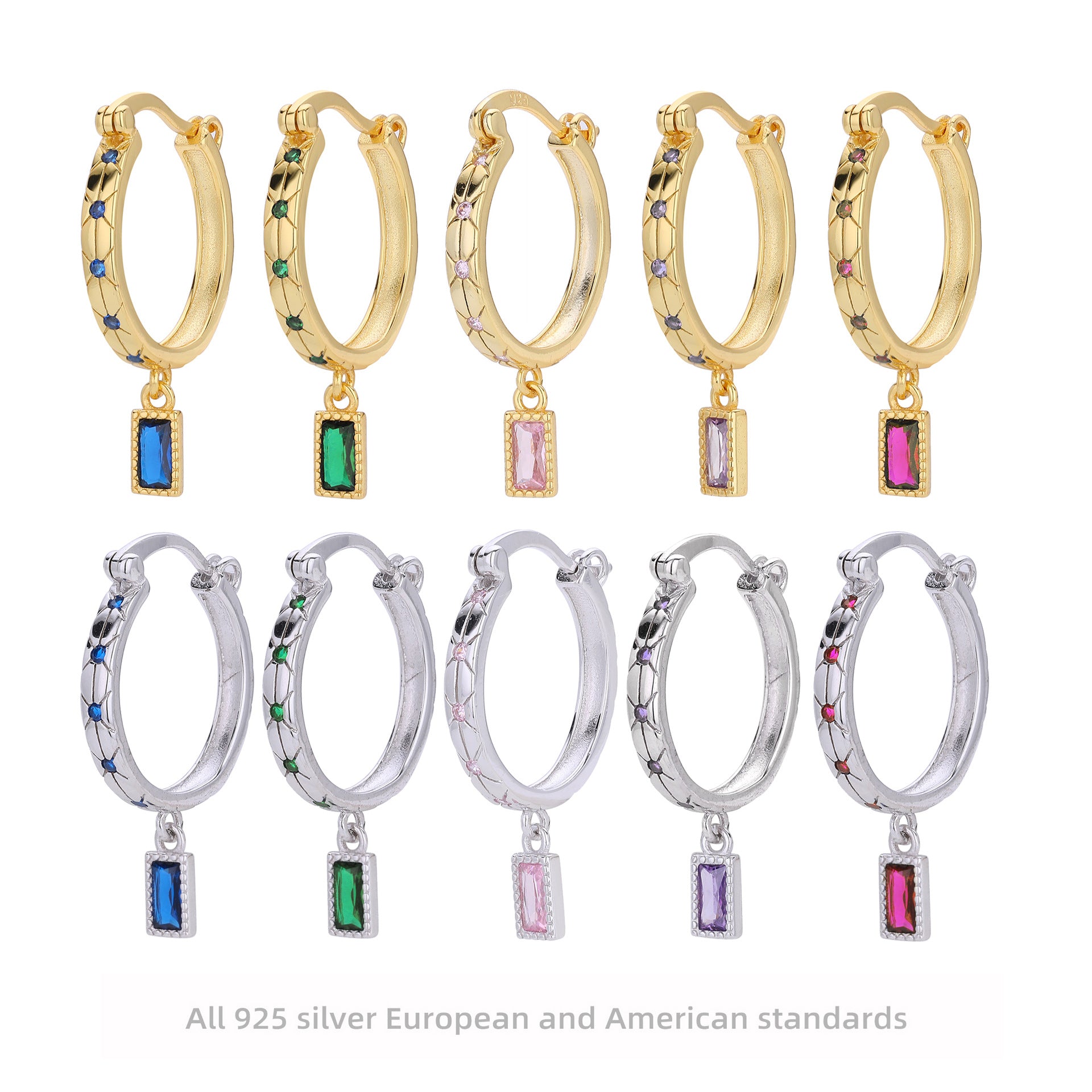 Edle Silberohrringe mit Diamant-Inlay