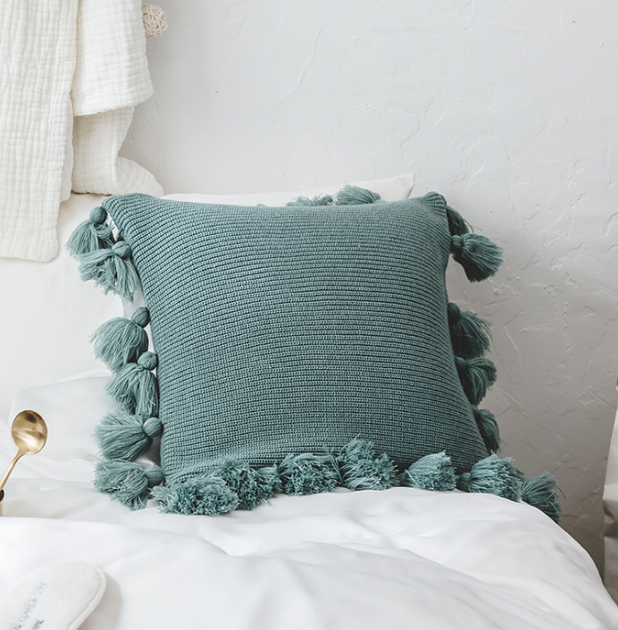 Bohemian Strick-Kissenbezug mit Fransen – Bild 4 | LuxeStyle