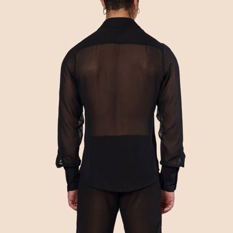 Transparentes Chiffon Slim-Fit Hemd für Herren – Bild 5 | LuxeStyle