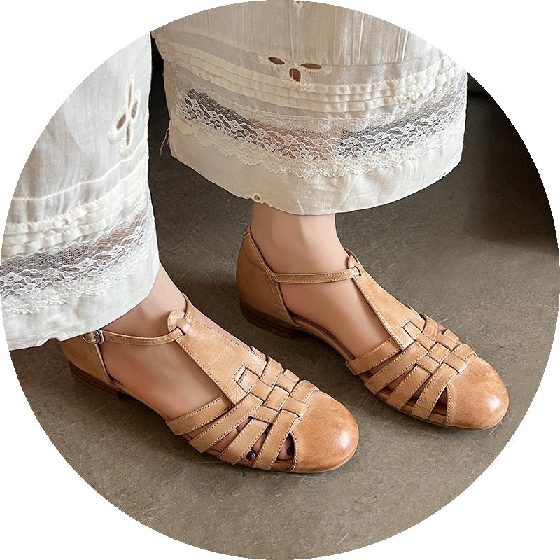 Elegante Strick-Sandalen mit runder Zehenpartie