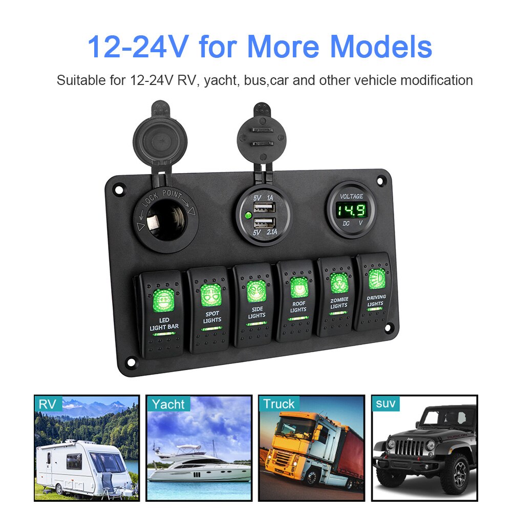 Car-Marine-Schalterpanel 6‑Gang mit LED | LuxeStyle