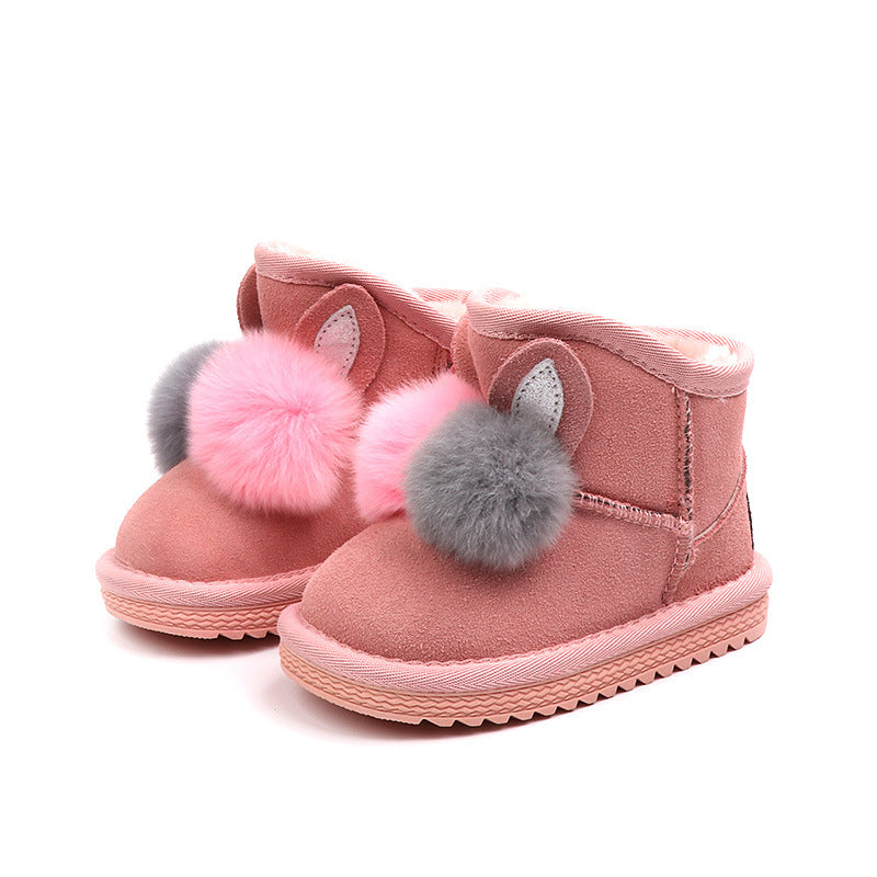 Warme Winterstiefel für Mädchen mit Fellbommel – Bild 4 | LuxeStyle