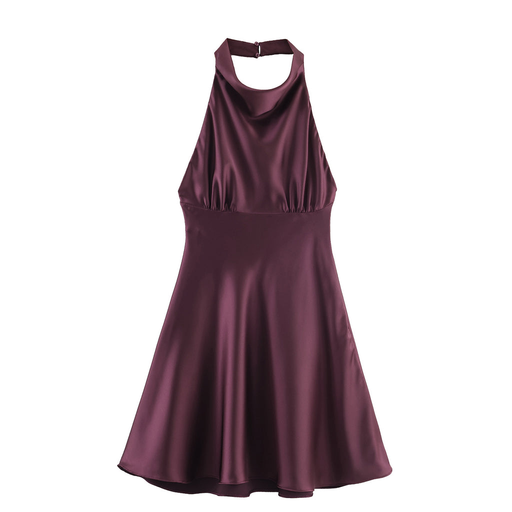 Kurzes Neckholder-Kleid aus Satin-Mix