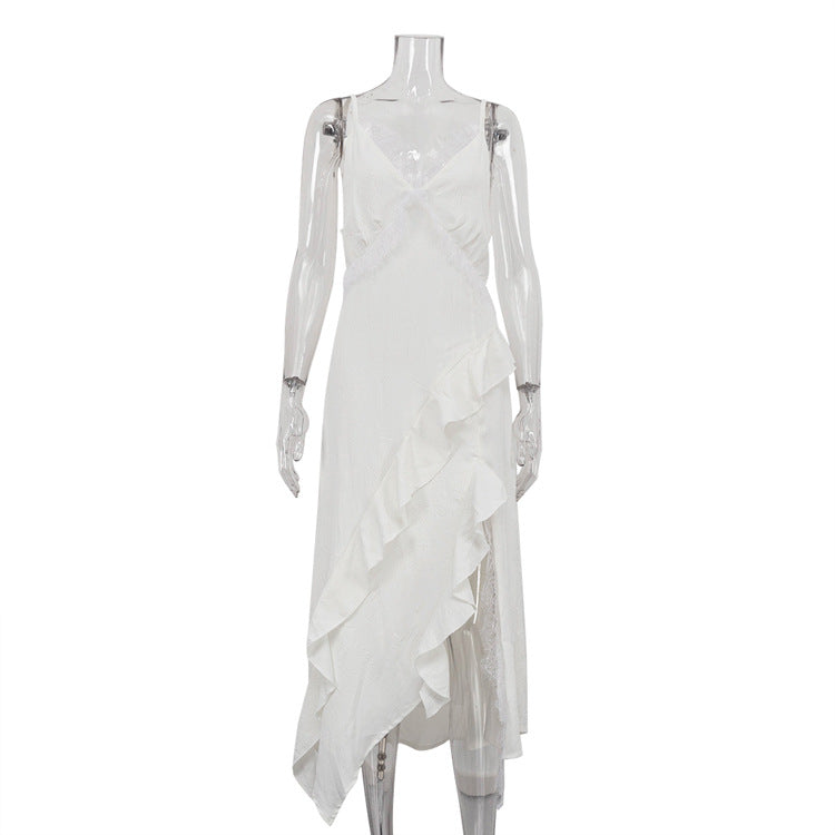 Rückenfreies Maxikleid mit unregelmässigem Saum