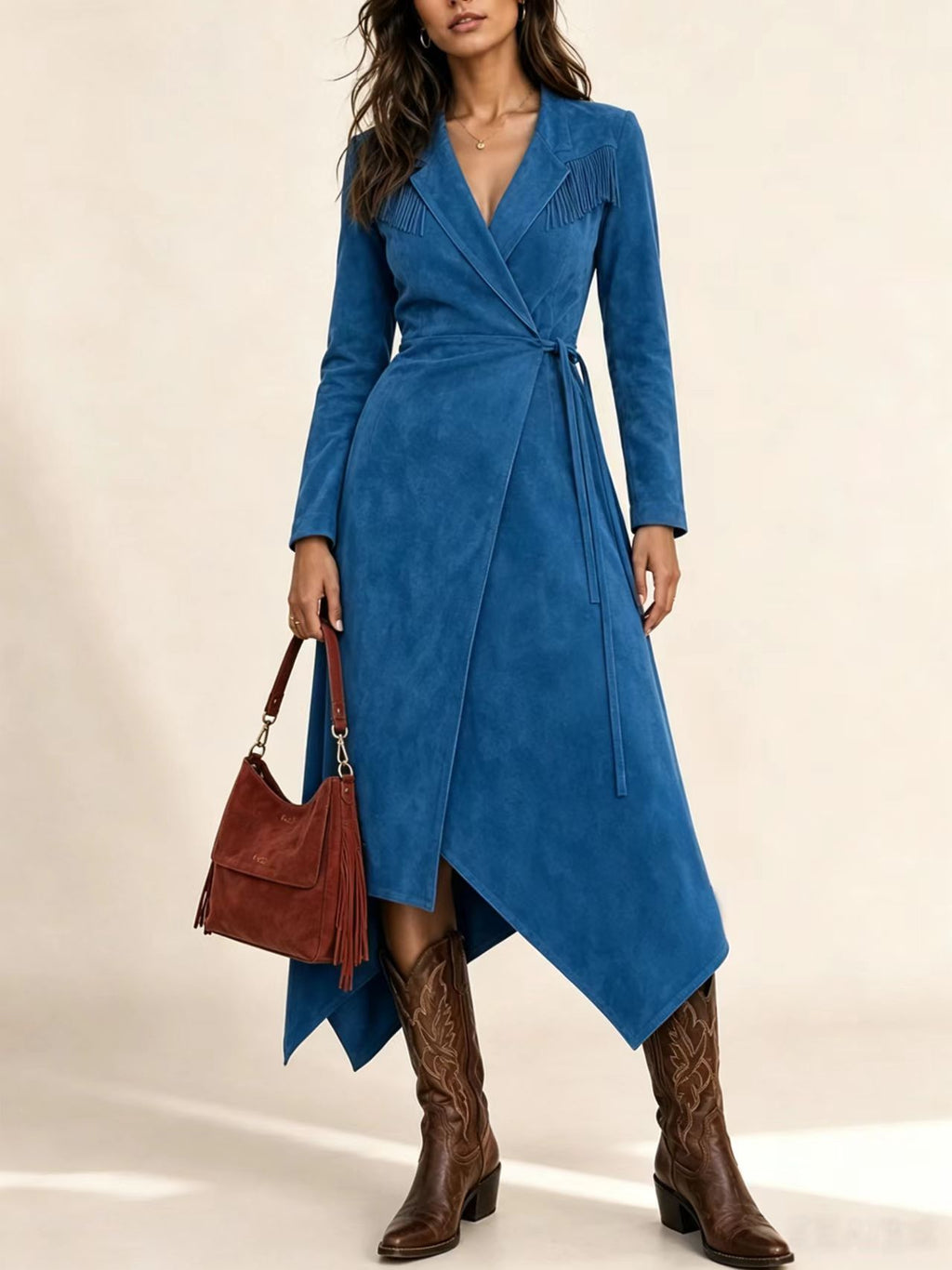 Tassel-Trenchkleid mit elastischer Taille – Bild 9 | LuxeStyle
