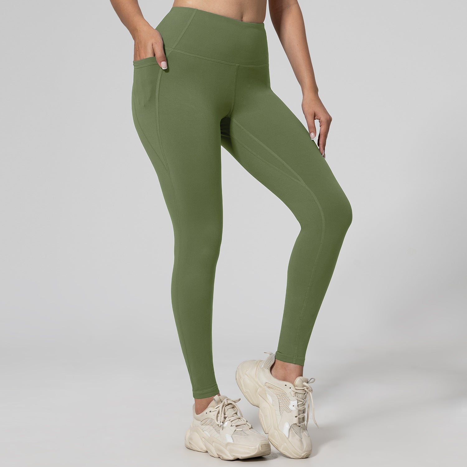 High-Waist Fitness Leggings mit Taschen