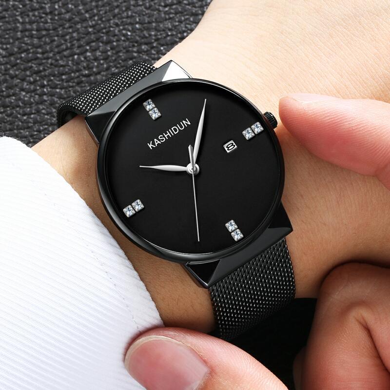 Quarzuhr mit ultra-dünnem Gehäuse und Milanaise-Armband – Bild 5 | LuxeStyle