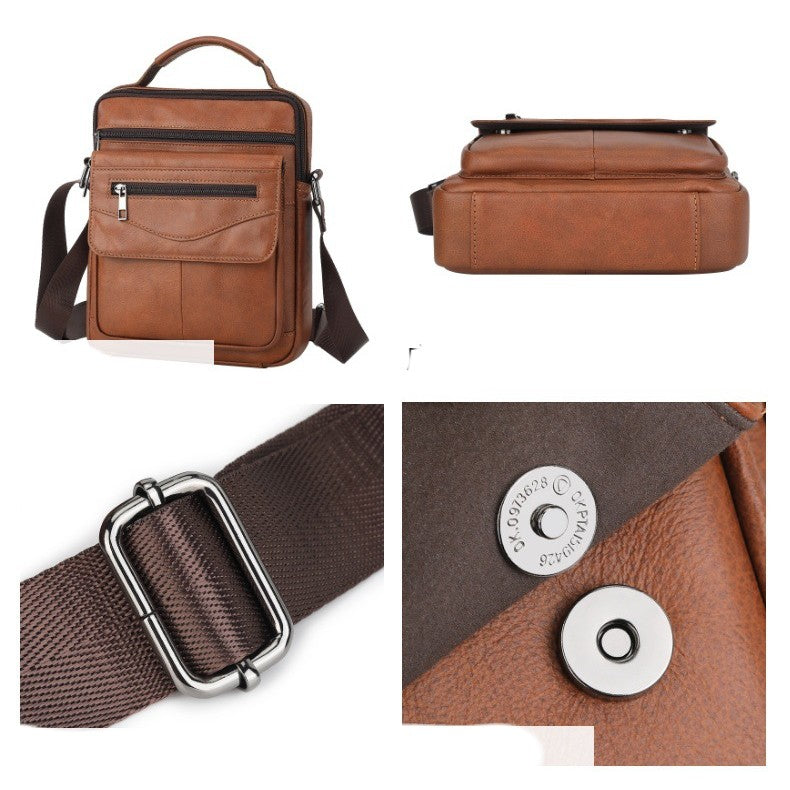 Schultertasche aus echtem Leder, schwarz – Bild 4 | LuxeStyle