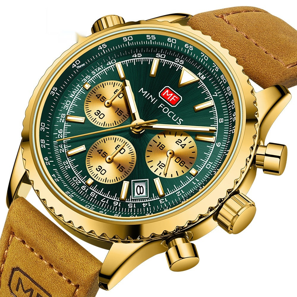 Herren-Chronograph mit Lederarmband