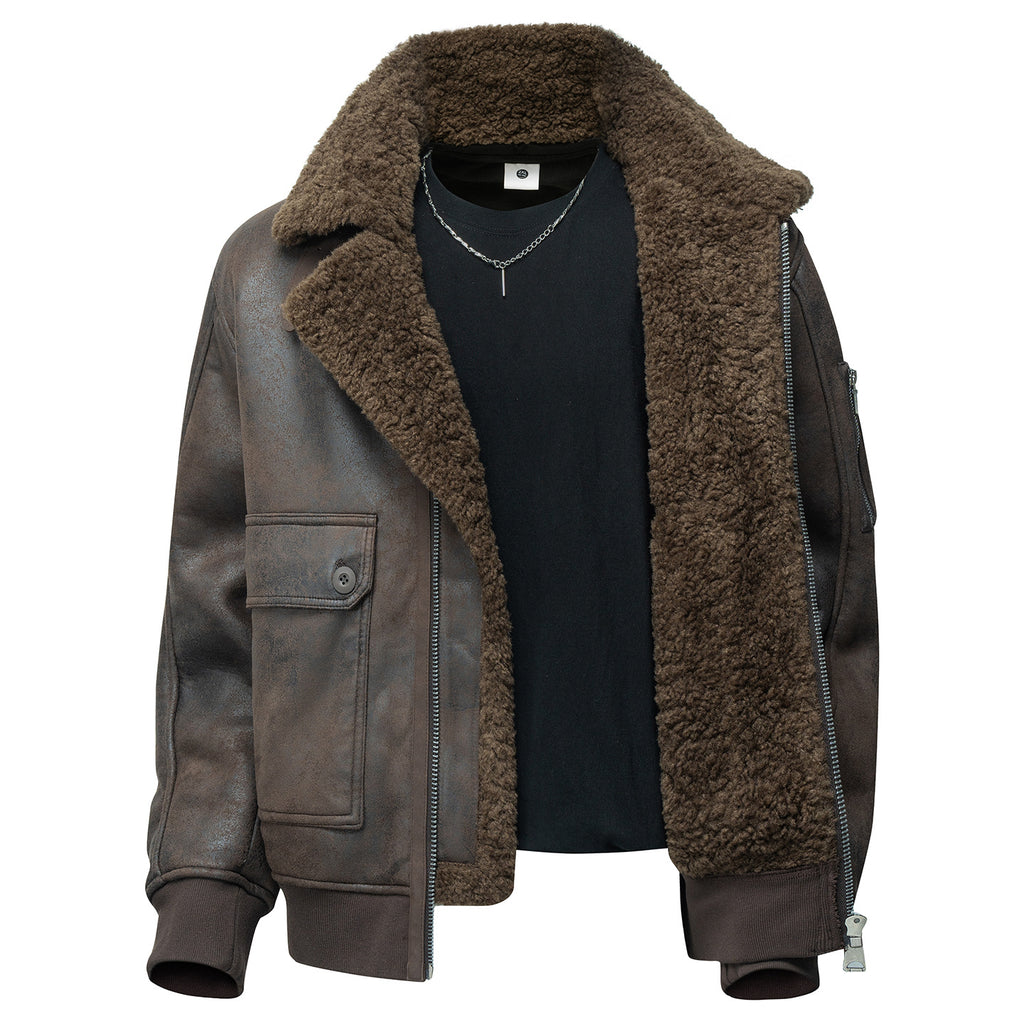 Herren Plus-Size Fleece-Jacke mit Revers