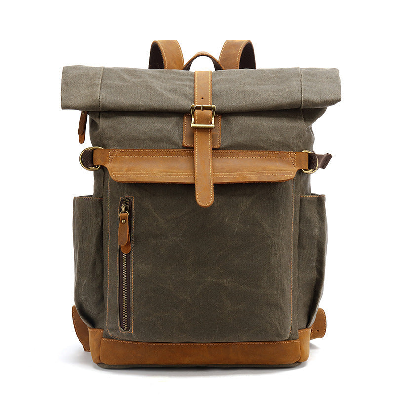 Vintage Canvas Rucksack mit Lederdetails
