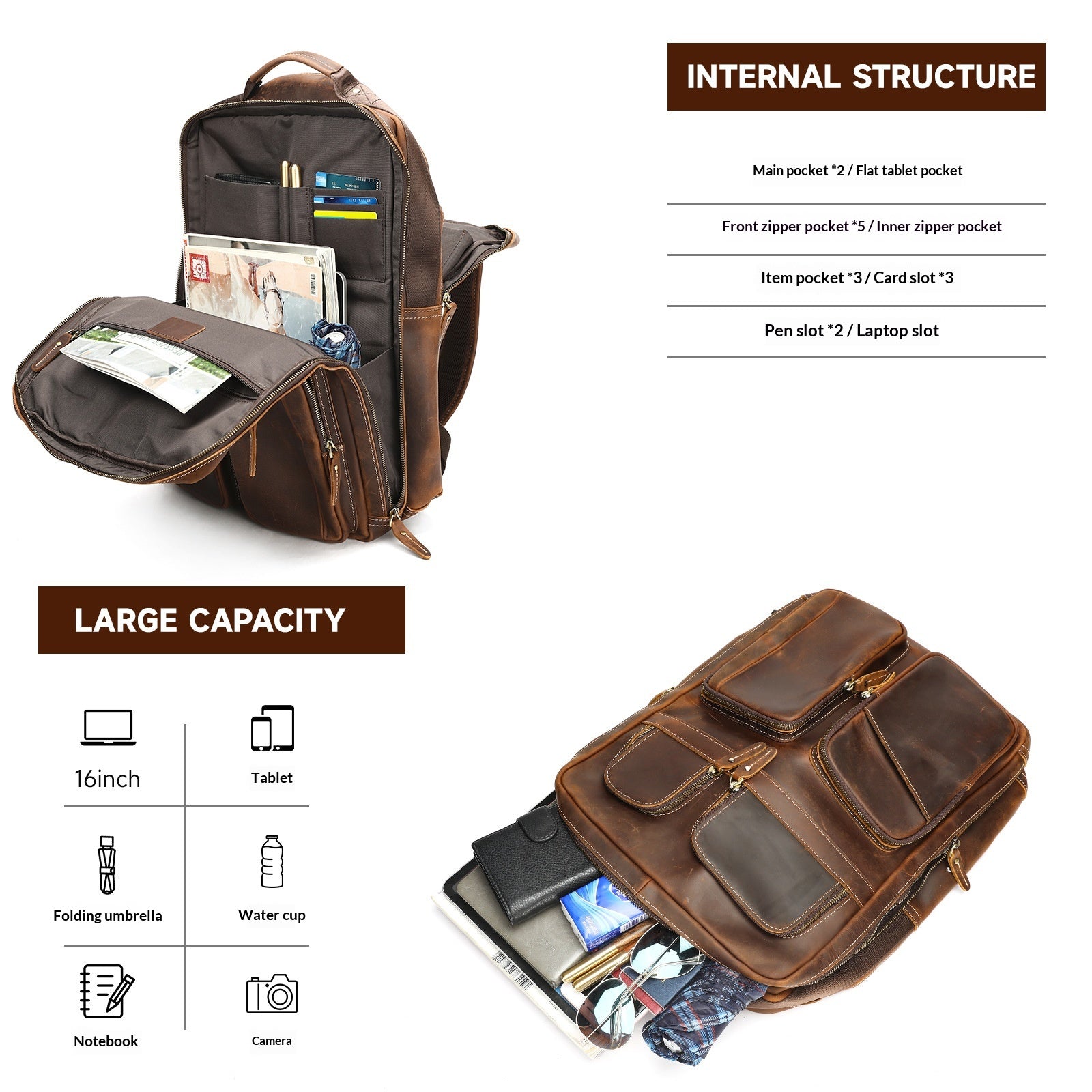 Lederrucksack «Outdoor»