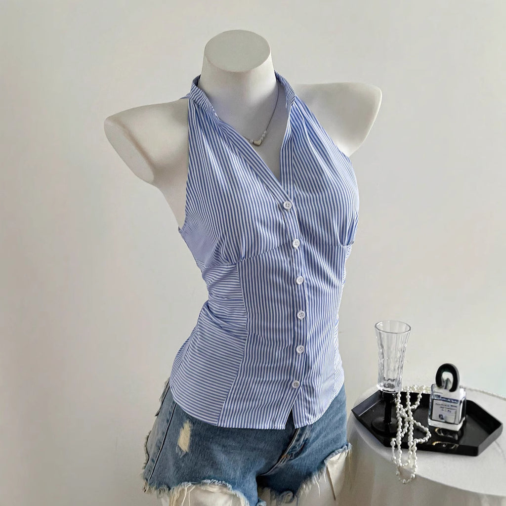 Gestreiftes ärmelloses Shirt für Damen – Bild 2 | LuxeStyle