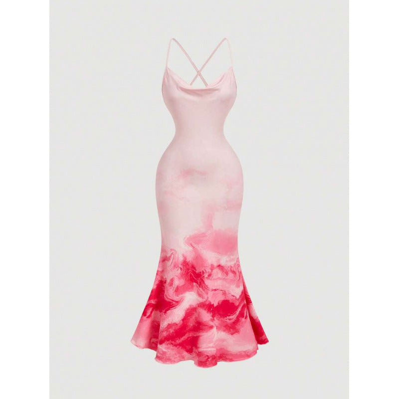 Blumen-Maxikleid «Fleurette» – Neckholder mit Fishtail