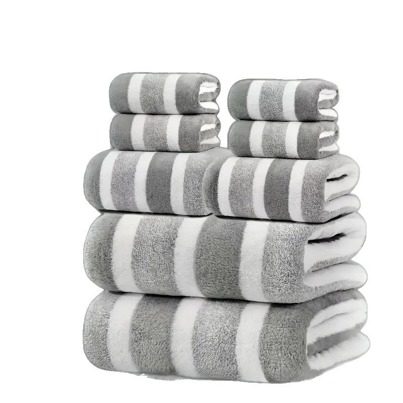 Coral Fleece Handtuch-Set, breit gestreift
