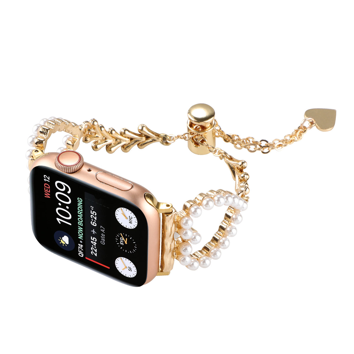 Smartwatch-Halskette mit Perlen und Herz-Anhänger – Bild 12 | LuxeStyle