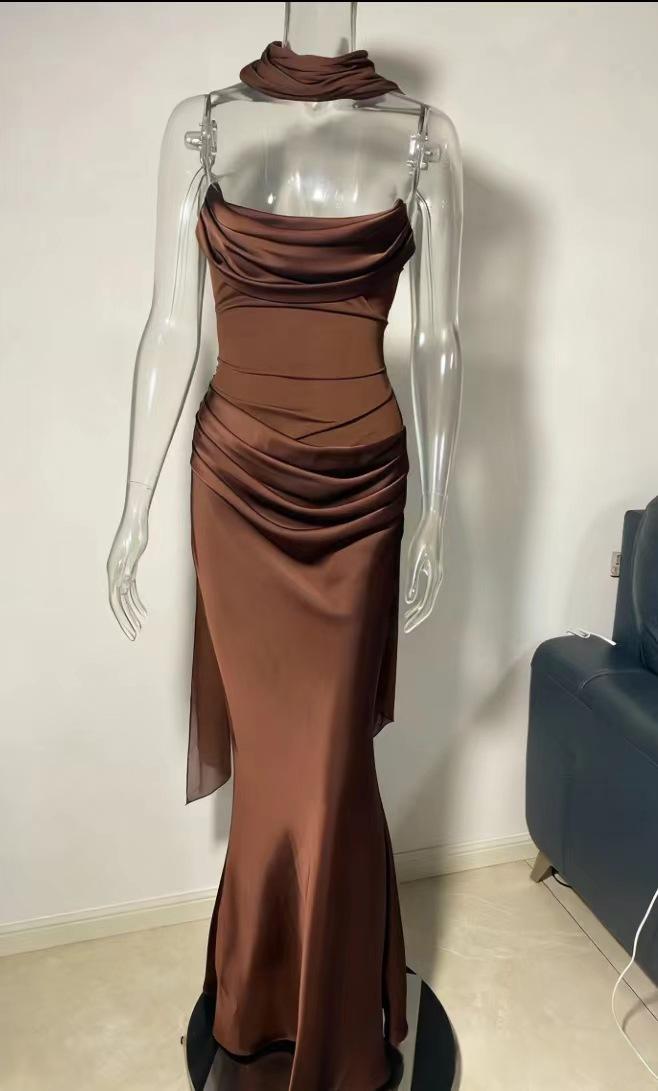 Trägerloses Maxi-Kleid mit Mesh – Bild 4 | LuxeStyle