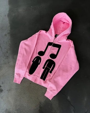 Bedruckter Zip-Up Hoodie – Locker geschnitten