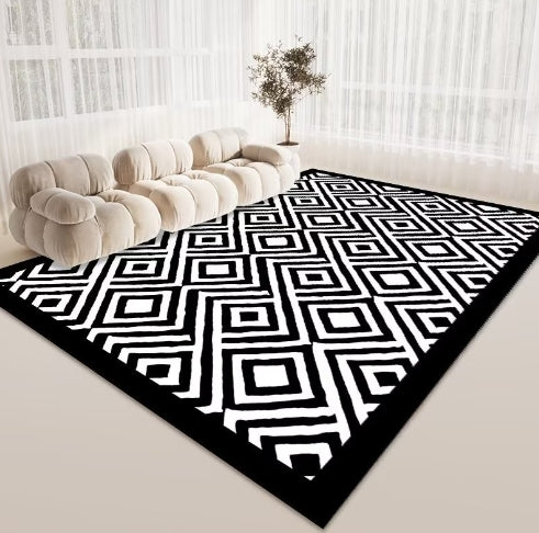 Velour-Teppich schwarz-weiss