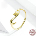 Verstellbarer offener Goldring mit Katzen-Design